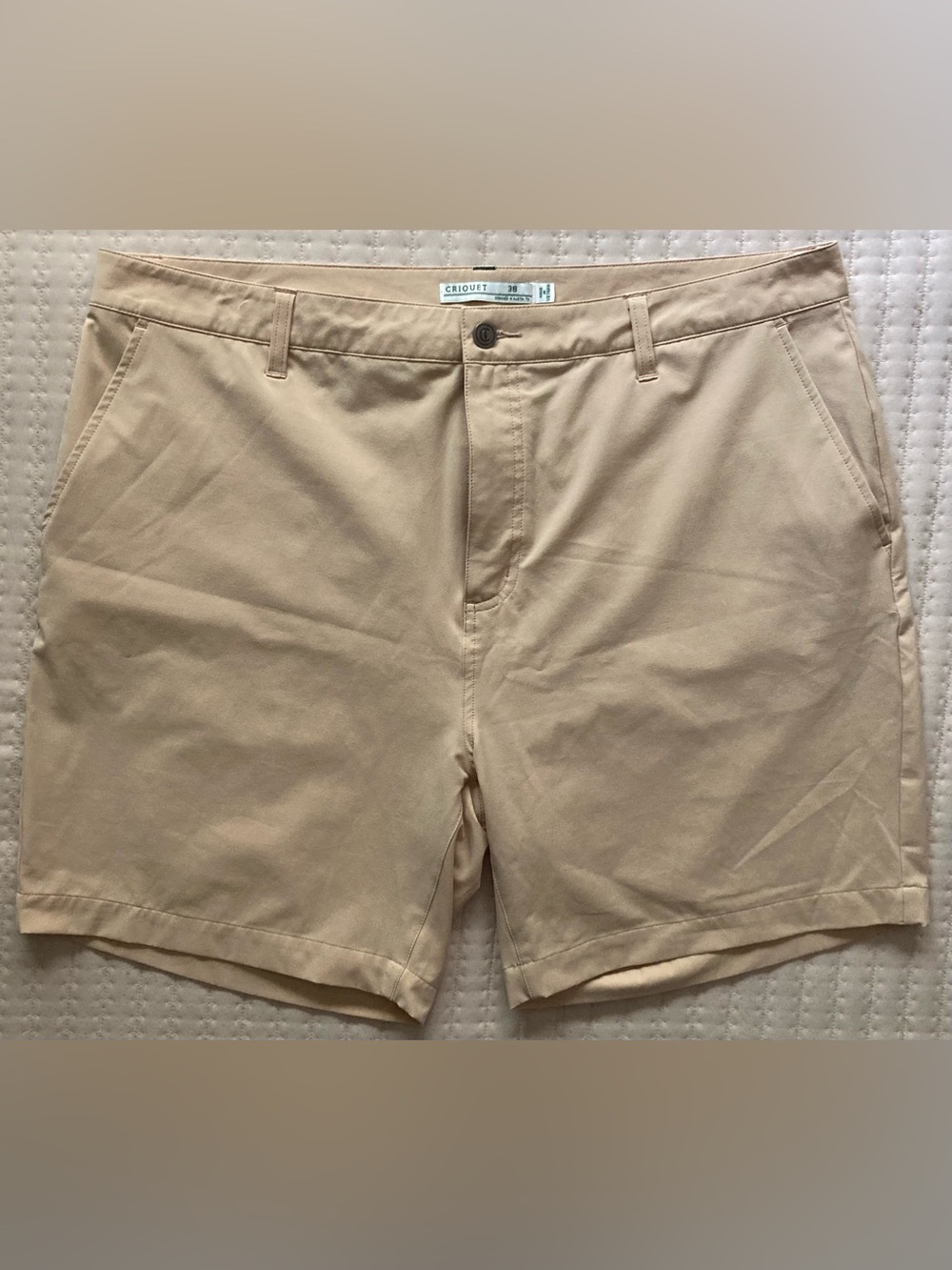 Criquet Khaki Chino Golf Performance Shorts Men’s 38 7” Austin TX Casual Stretch